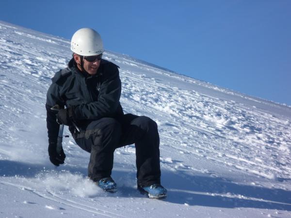 Pete Bilous at work in the mountains